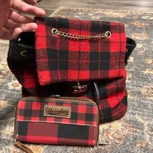 Red and Black Plaid Backpack